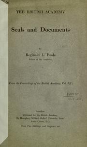 Cover of: Seals and documents by Reginald Lane Poole