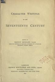 Cover of: Character writings of the seventeenth century. by Henry Morley