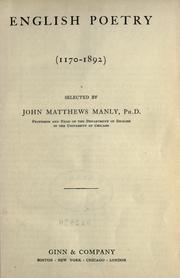 Cover of: English poetry (1170-1892) by John Matthews Manly