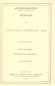 Cover of: Memoirs of Edward Gibbon, esq.