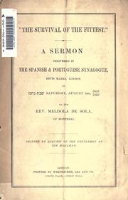 Cover of: A sermon delivered in the Spanish & Portuguese Synagogue, Bevis Marks, London, on Saturday, August 3rd, 5655/1895