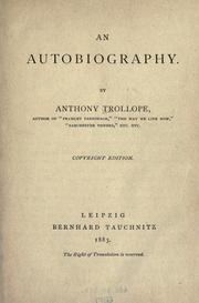 Cover of: An autobiography by Anthony Trollope