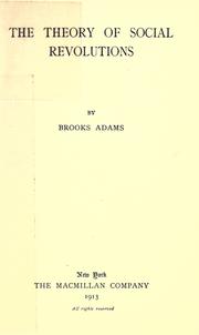 Cover of: The theory of social revolutions. by Brooks Adams