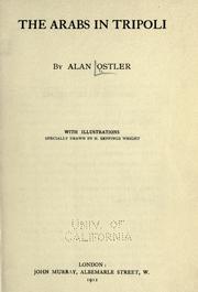 Cover of: The Arabs in Tripoli by Alan Ostler