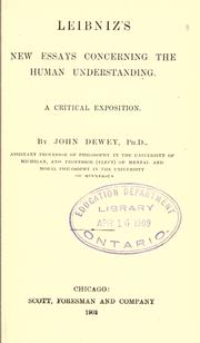 Cover of: Leibniz's new essays concerning the human understanding by John Dewey