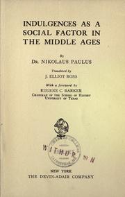 Cover of: Indulgences as a social factor in the middle ages by Nikolaus Paulus