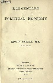 Cover of: Elementary political economy.