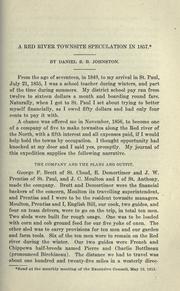 Cover of: A Red River townsite speculation in 1857 by Daniel S. B. Johnston