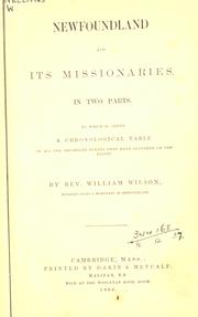 Cover of: Newfoundland and its missionaries by Wilson, William