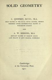 Cover of: Solid geometry by Godfrey, C.