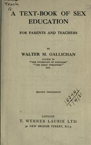 Cover of: A text-book of sex education by Walter Matthew Gallichan