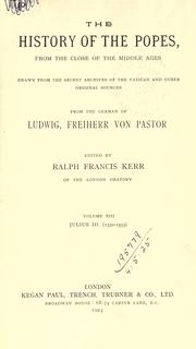 Cover of: The history of the popes, from the close of the Middle Ages. by Pastor, Ludwig Freiherr von