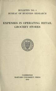 Cover of: Expenses in operating retail grocery stores.
