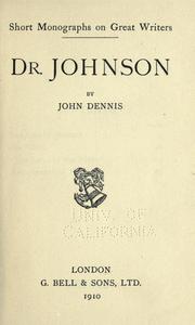 Cover of: Dr. Johnson. by Dennis, John