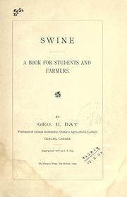 Cover of: Swine: a book for students and farmers.