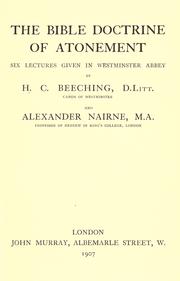 Cover of: The Bible doctrine of atonement: six Lectures given in Westminister Abbey