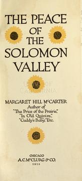 Cover of: The peace of the Solomon Valley by Margaret Hill McCarter, Margaret Hill McCarter