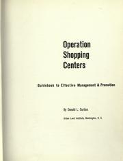 Cover of: Operation shopping centers by Donald L. Curtiss