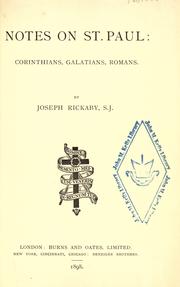 Cover of: Notes on St. Paul: Corinthians, Galatians, Romans