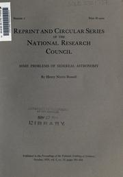 Cover of: Some problems of sidereal astronomy