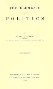 Cover of: The elements of politics by Henry Sidgwick