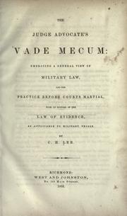 The judge advocate's vade mecum by Charles Henry Lee