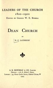 Dean Church by D. C. Lathbury