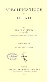 Specifications in detail by Frank W. Macey