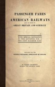 Cover of: Passenger fares on American railways by Thompson, Slason