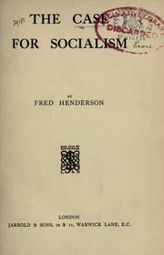 Cover of: case for socialism