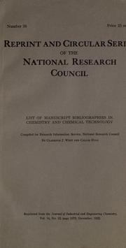 Cover of: List of manuscript bibliographies in chemistry and chemical technology