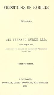 Cover of: Vicissitudes of families by Sir Bernard Burke