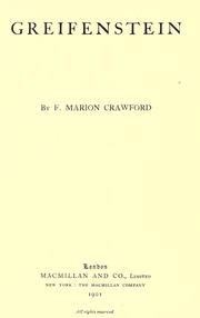 Cover of: Greifenstein by Francis Marion Crawford