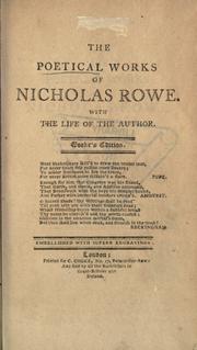 Cover of: The poetical works of Nicholas Rowe by Nicholas Rowe