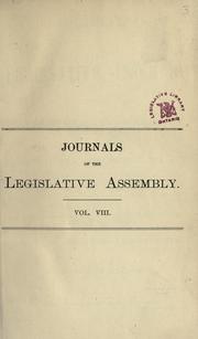 Cover of: Journals of the Legislative Assembly of the Province of Ontario. by Ontario. Legislative Assembly., Ontario. Legislative Assembly.