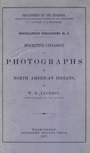 Cover of: Descriptive catalogue of photographs of North American Indians. by William Henry Jackson
