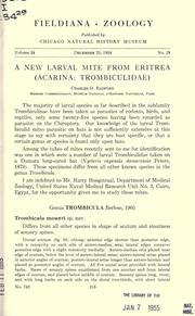 A new larval mite from Eritrea (Acarina : Trombiculidae) by Charles D. Radford