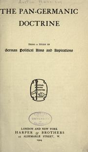 Cover of: The pan-Germanic doctrine by Austin Harrison, Austin Harrison