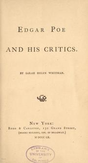 Cover of: Edgar Poe and his critics.