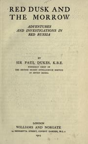 Cover of: Red dusk and the morrow by Dukes, Paul Sir