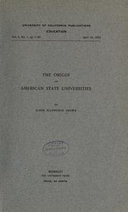 Cover of: The origin of American state universities by Elmer Ellsworth Brown