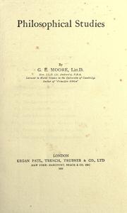 Cover of: Philosophical studies by George Edward Moore