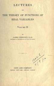 Cover of: Lectures on the theory of functions of real variables. by Pierpont, James