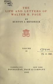 Cover of: The life and letters of Walter H. Page by Burton Jesse Hendrick