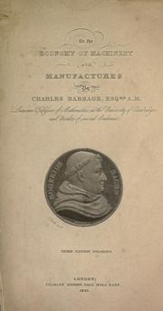 Cover of: On the economy of manufactures. by Charles Babbage