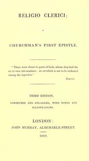 Cover of: Religio clerici: a churchman's first epistle.