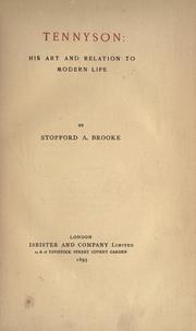 Cover of: Tennyson by Brooke, Stopford Augustus