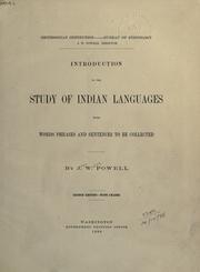 Cover of: Introduction to the study of Indian languages by John Wesley Powell