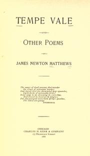 Cover of: Tempe vale, and other poems by James Newton Matthews, James Newton Matthews