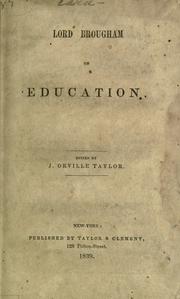 Cover of: Lord Brougham on education